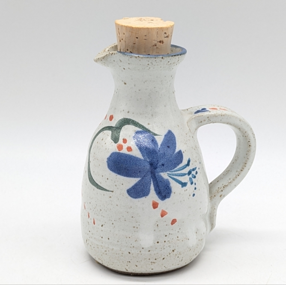 Black Mountain Pottery Grey Blue Floral Small Ceramic Jug